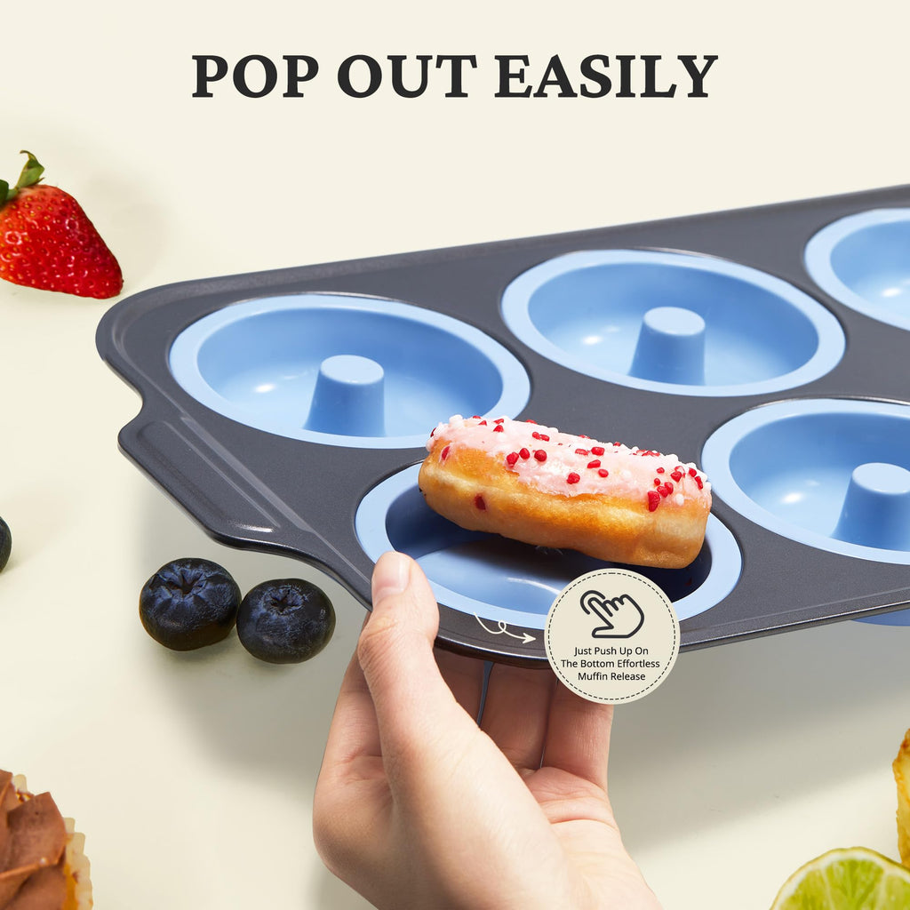 Silicone Donut Pan with Carbon Steel Frame, 6-Donut