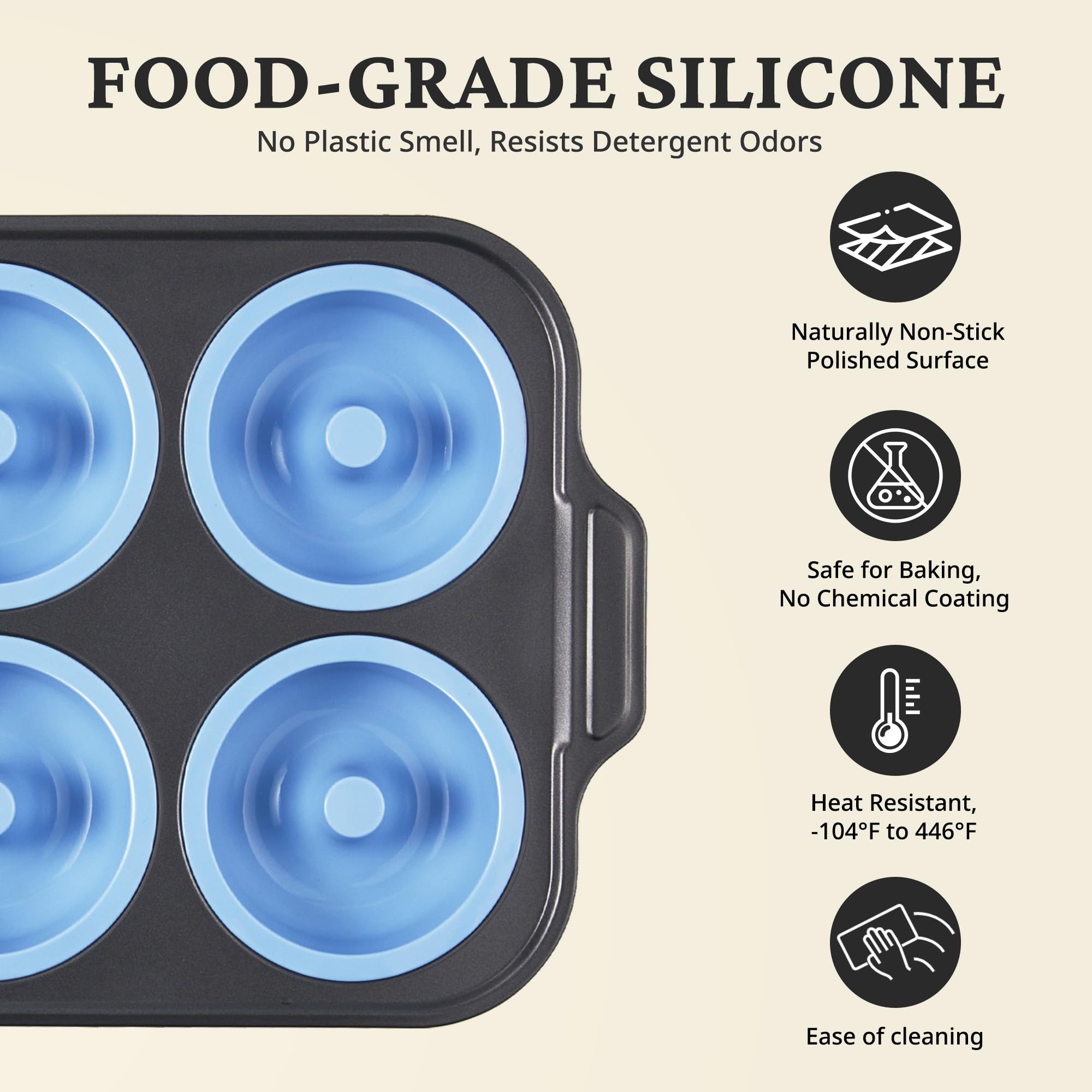 Silicone Donut Pan with Carbon Steel Frame, 6-Donut