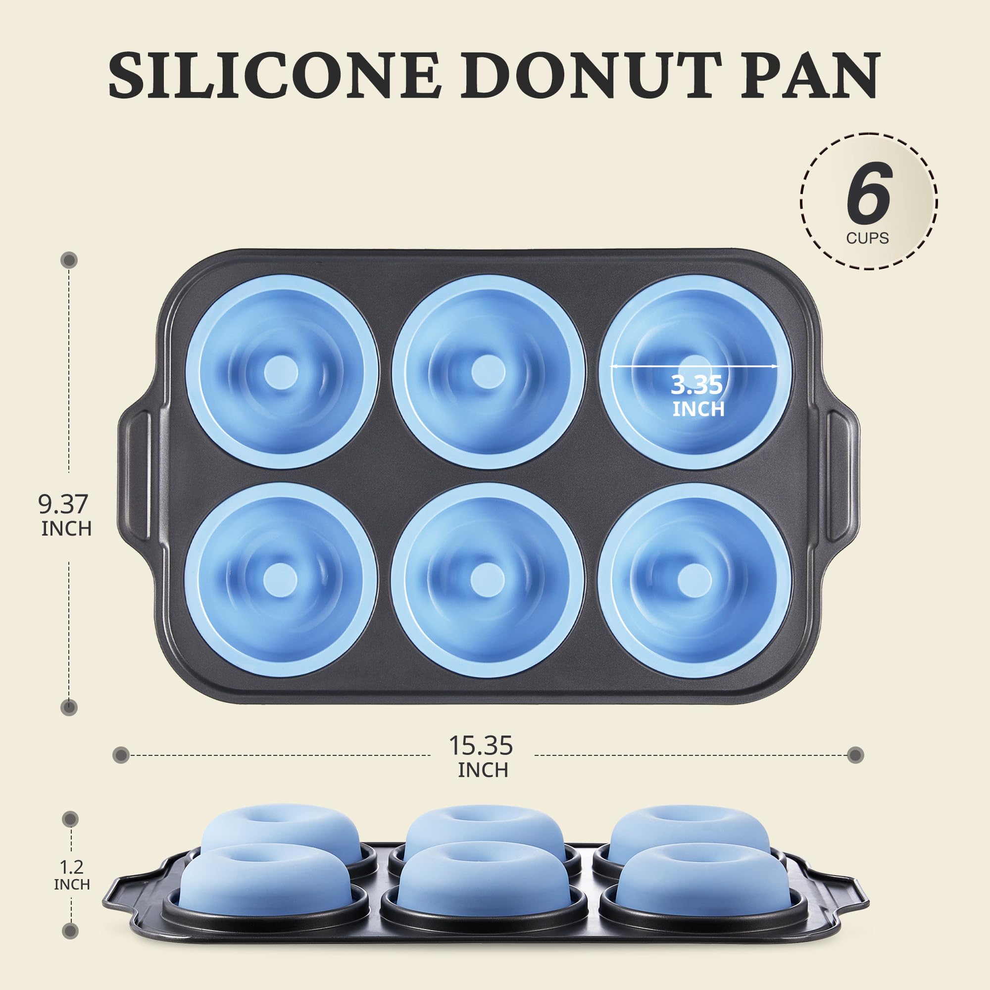 Silicone Donut Pan with Carbon Steel Frame, 6-Donut