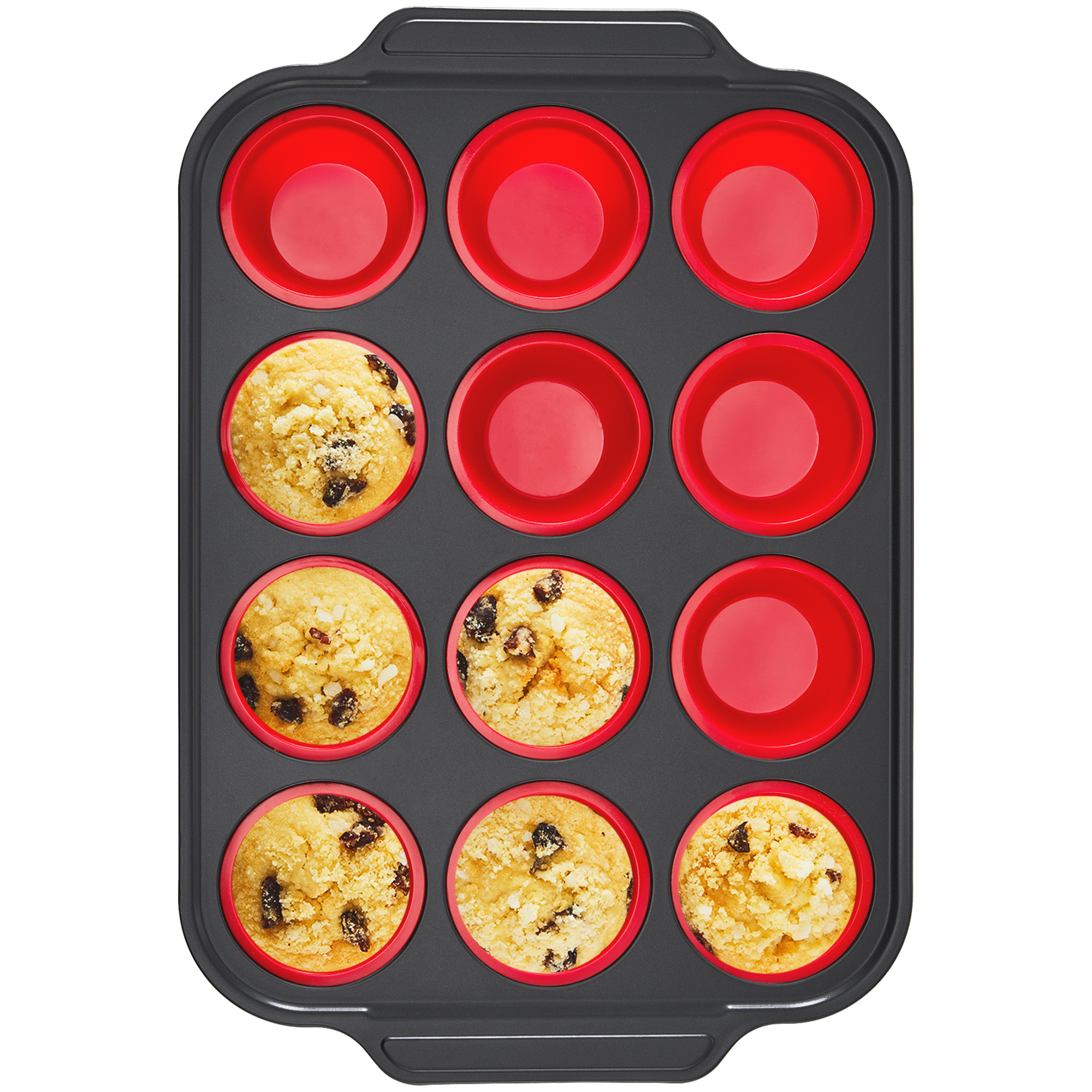 Silicone Standard Muffin Pan with Carbon Steel Frame, 12-Cup