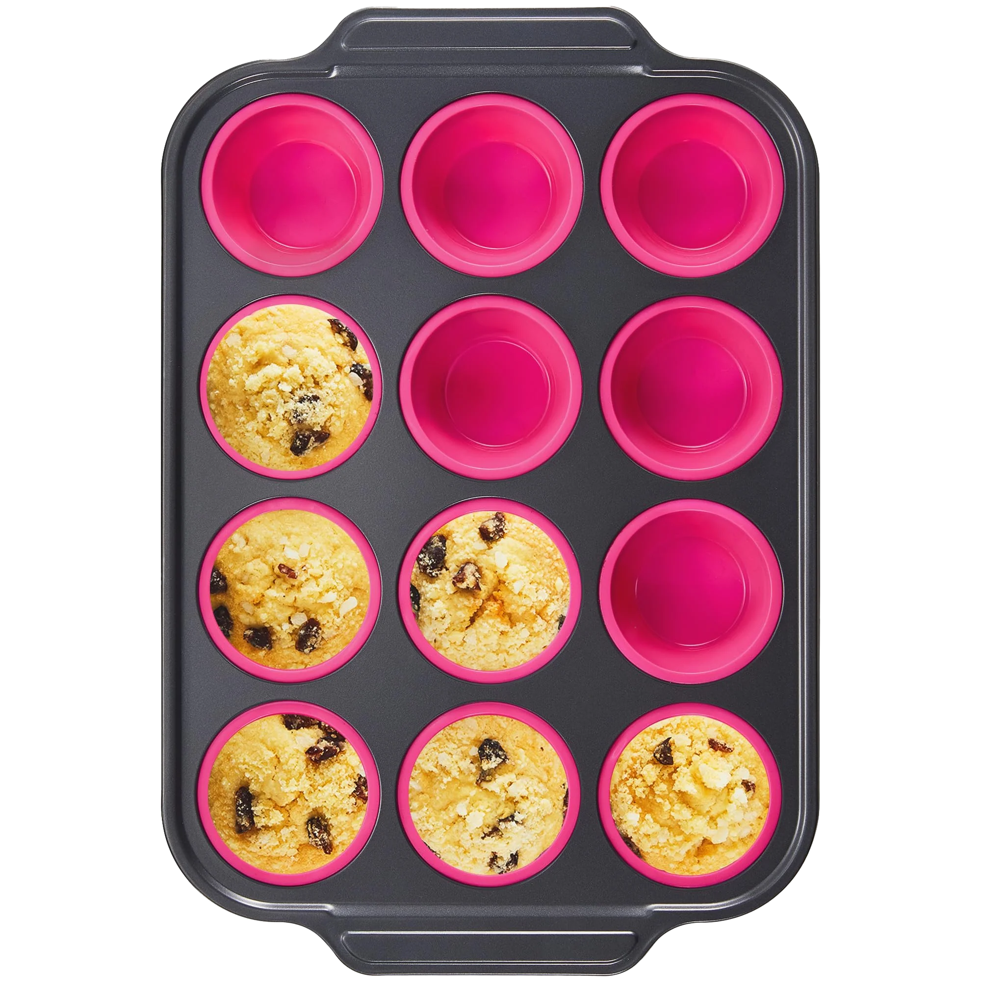 Silicone Standard Muffin Pan with Carbon Steel Frame, 12-Cup