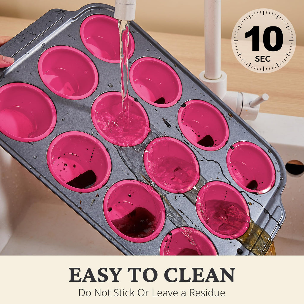 Silicone Standard Muffin Pan with Carbon Steel Frame, 12-Cup