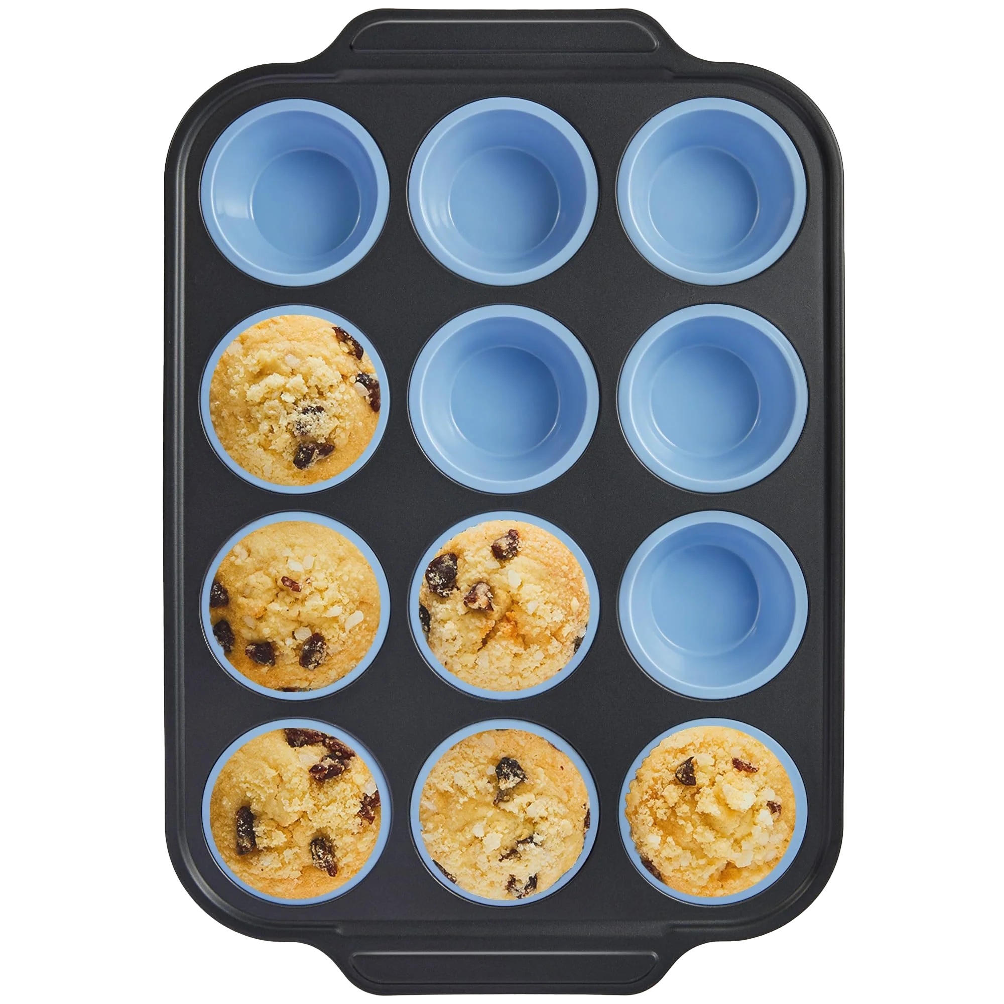 Silicone Standard Muffin Pan with Carbon Steel Frame, 12-Cup