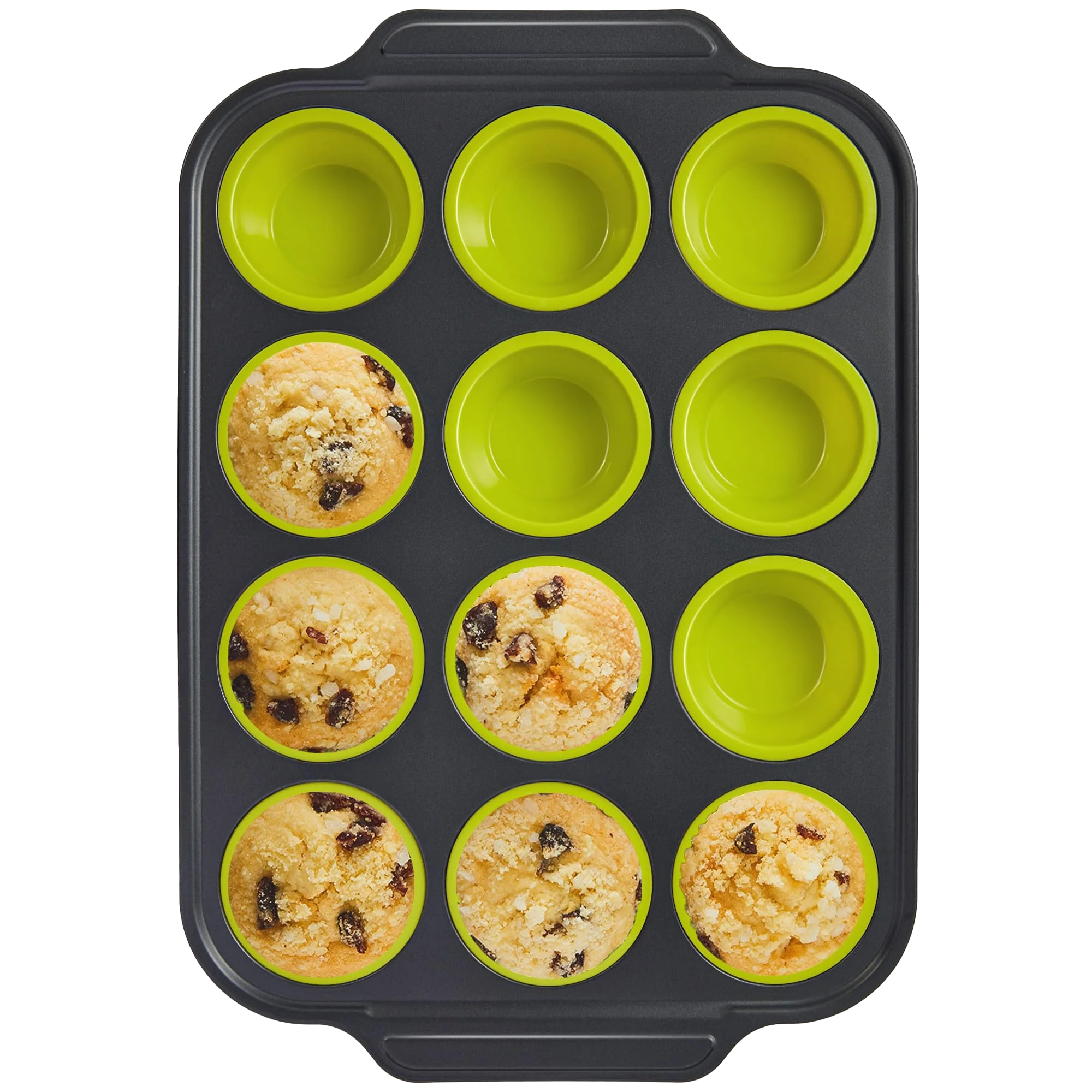 Silicone Standard Muffin Pan with Carbon Steel Frame, 12-Cup