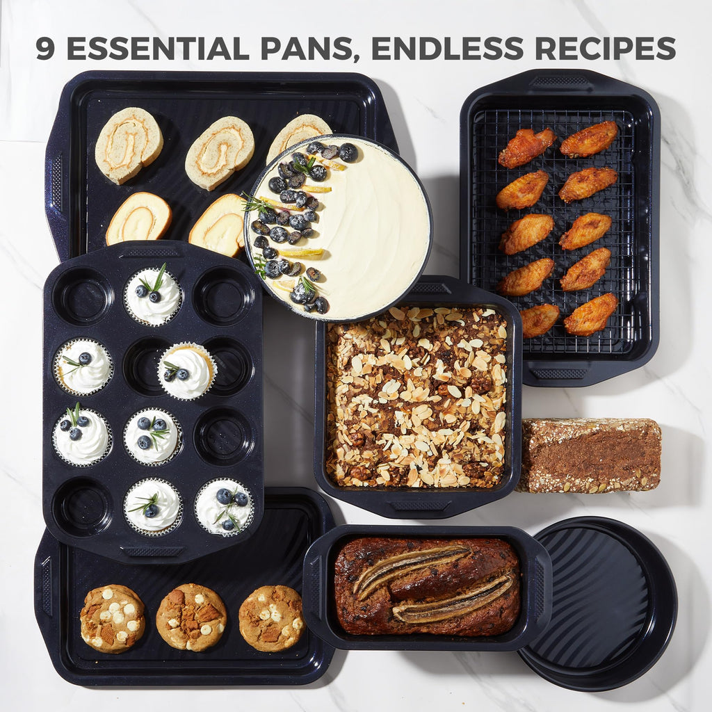 Wave Texture Nonstick Bakeware Set (9-Piece)