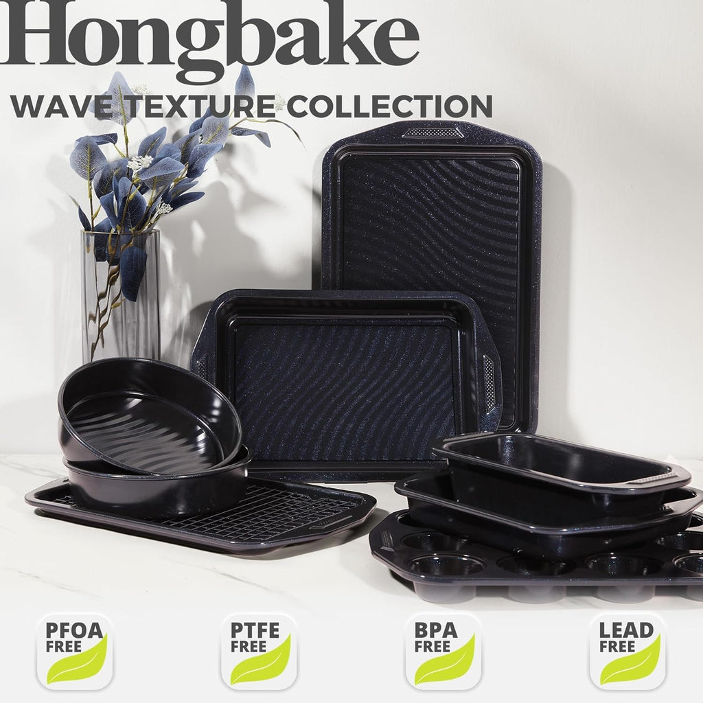 Wave Texture Nonstick Bakeware Set (9-Piece)