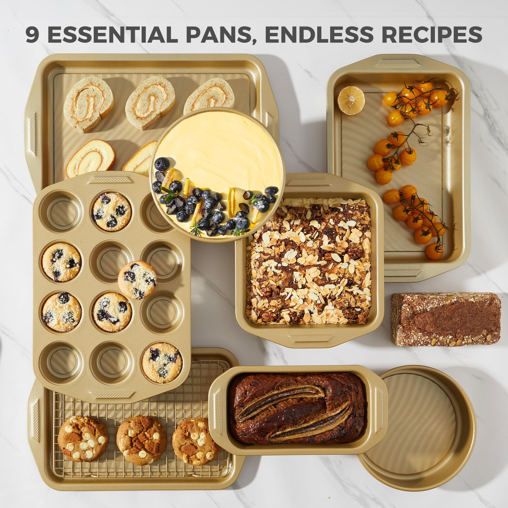 Wave Texture Nonstick Bakeware Set (9-Piece)