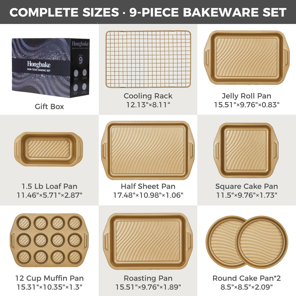 Wave Texture Nonstick Bakeware Set (9-Piece)