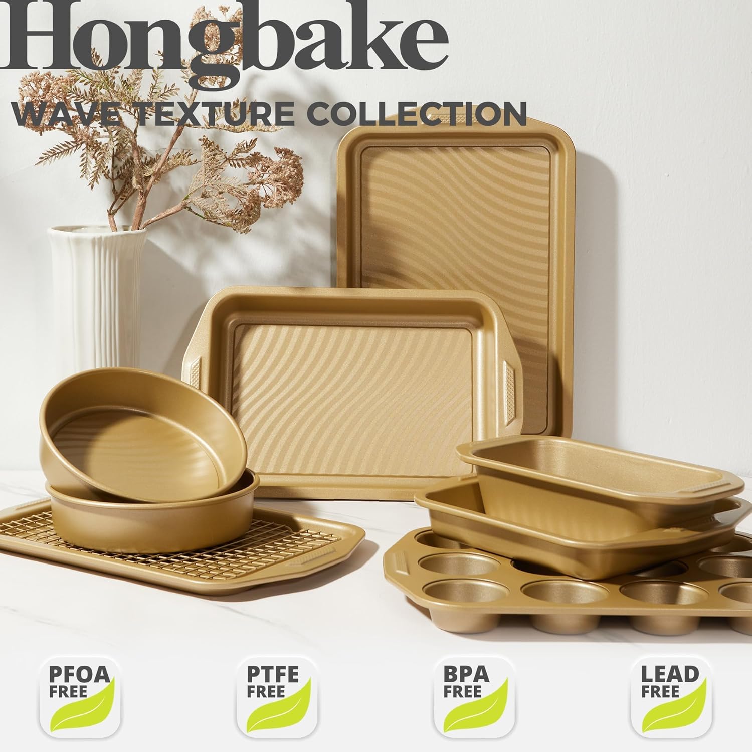 Wave Texture Nonstick Bakeware Set (9-Piece)